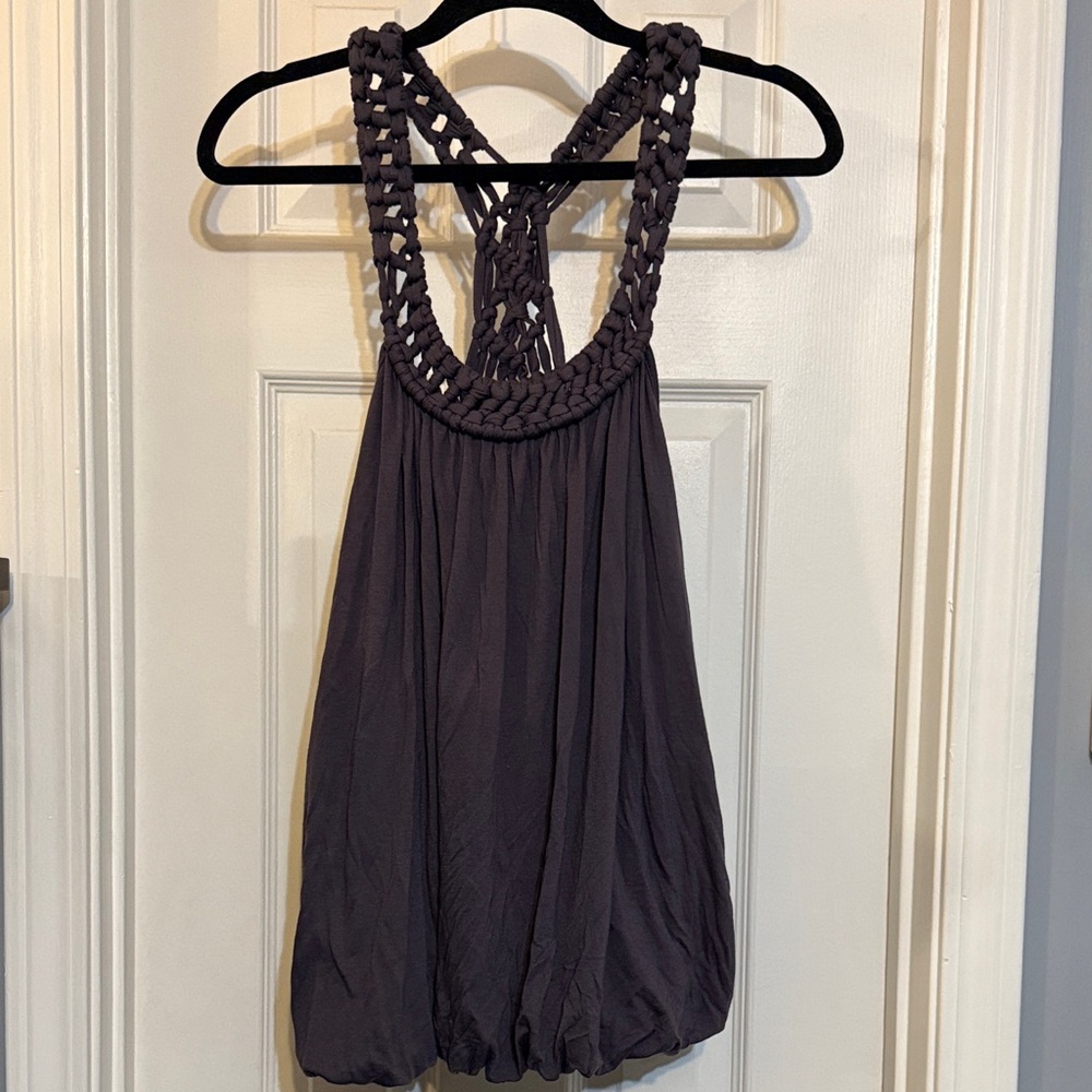 imaginary voyage Braided Racerback Tank Top in Dark Gray